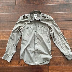 Express MK2 Fitted Button Down Dress Shirt Size Medium 15-15 1/2 Dark Gray